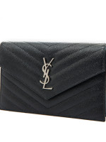 Saint Laurent ysl c. wallet (189y) mono zwart