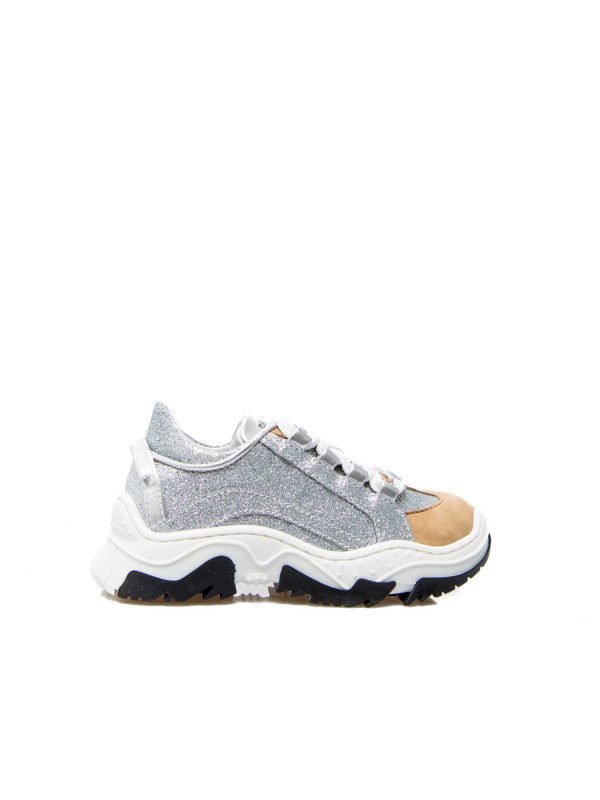 silver colored sneakers