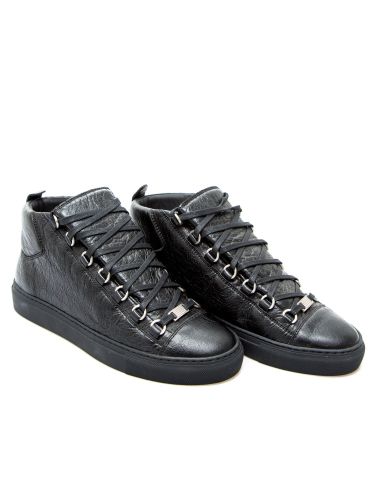 balenciaga arena black leather high top shoes sneaker