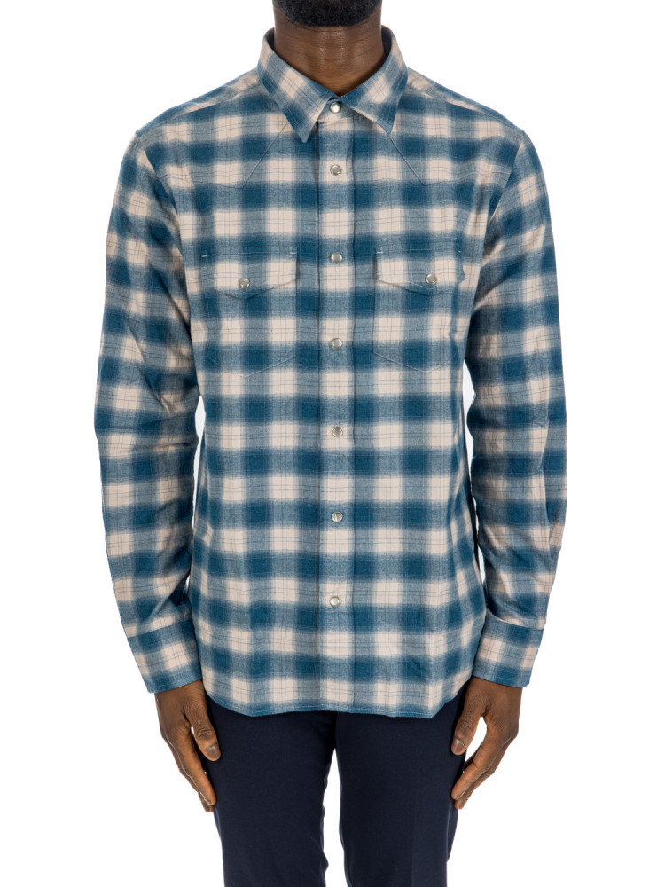 Tom Ford check western shirt Tom Ford  CHECK WESTERN SHIRTblauw - www.credomen.com - Credomen