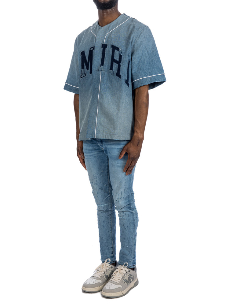 Amiri sunfaded baseball shirt Amiri  SUNFADED BASEBALL SHIRTblauw - www.credomen.com - Credomen