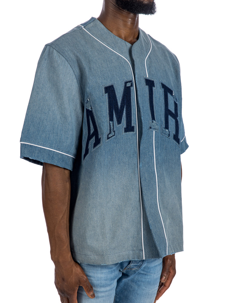 Amiri sunfaded baseball shirt Amiri  SUNFADED BASEBALL SHIRTblauw - www.credomen.com - Credomen