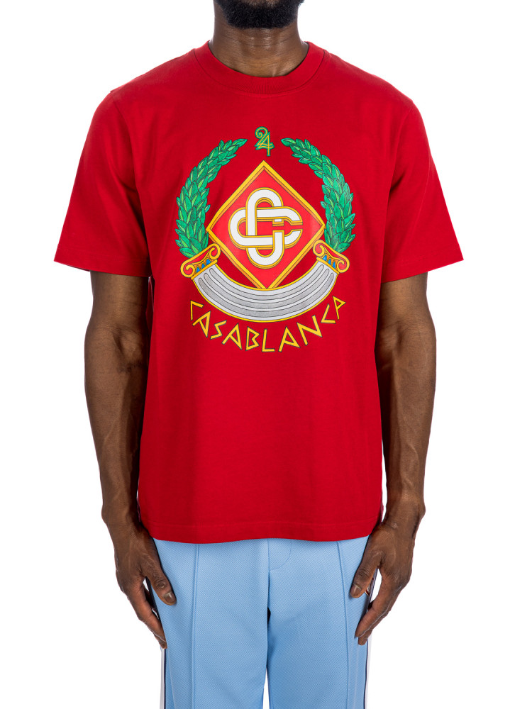 Casablanca casa crest t-shirt Casablanca  Casa Crest T-Shirtrood - www.credomen.com - Credomen