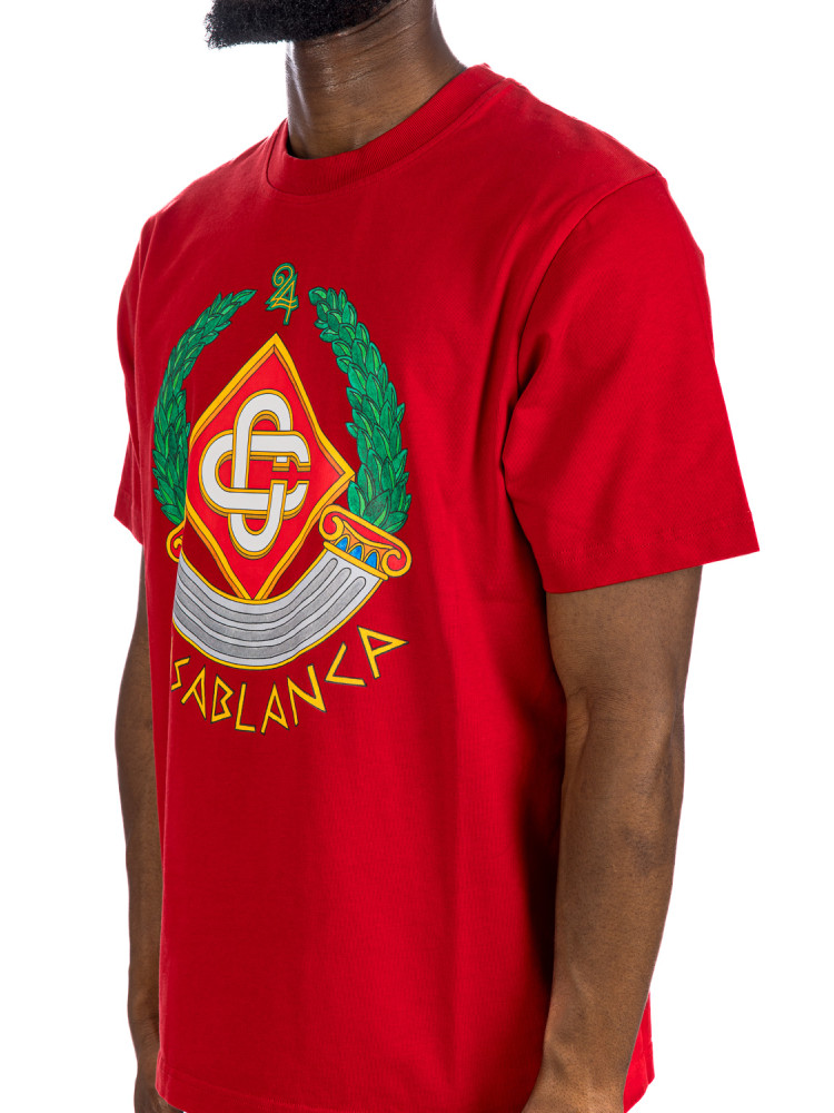 Casablanca casa crest t-shirt Casablanca  Casa Crest T-Shirtrood - www.credomen.com - Credomen