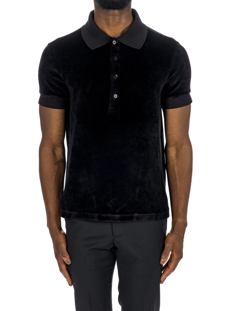 Tom Ford modal velour ss polo Tom Ford  MODAL VELOUR SS POLOzwart - www.credomen.com - Credomen