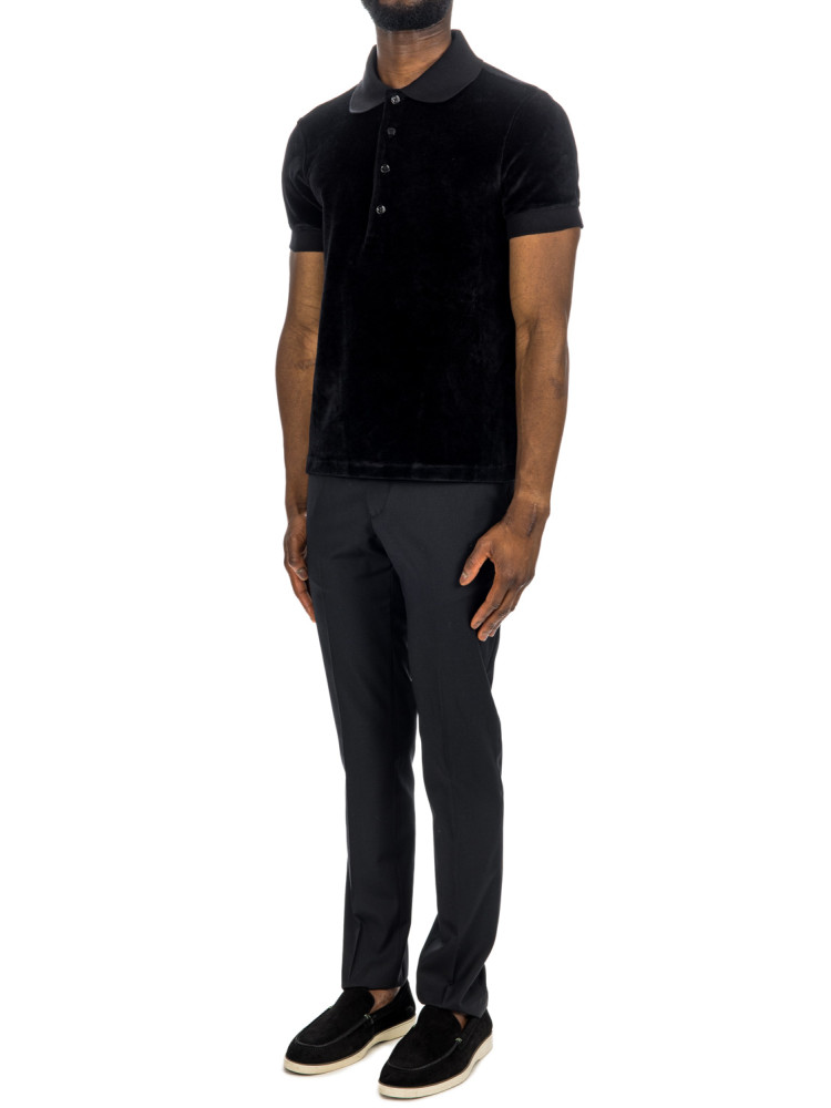 Tom Ford modal velour ss polo Tom Ford  MODAL VELOUR SS POLOzwart - www.credomen.com - Credomen