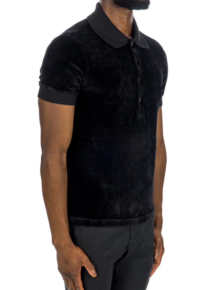 Tom Ford modal velour ss polo Tom Ford  MODAL VELOUR SS POLOzwart - www.credomen.com - Credomen