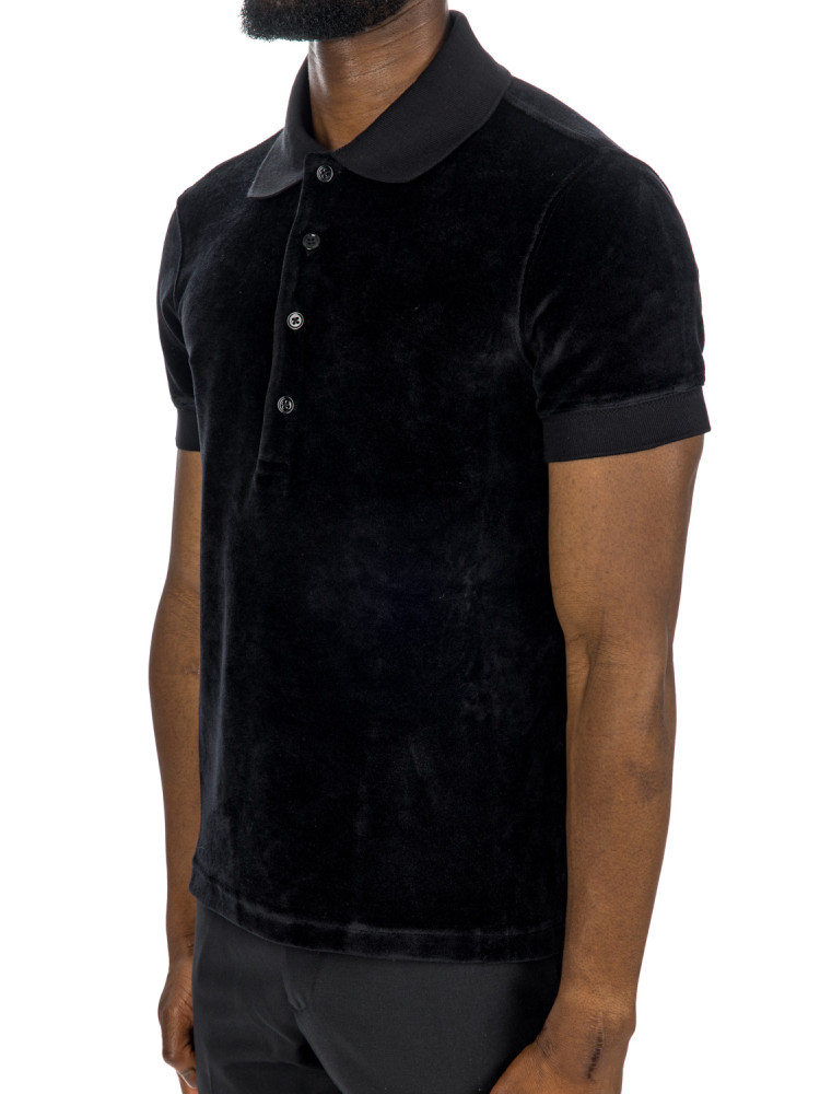 Tom Ford modal velour ss polo Tom Ford  MODAL VELOUR SS POLOzwart - www.credomen.com - Credomen