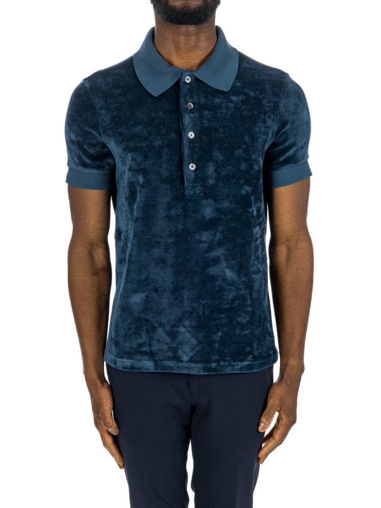 Tom Ford modal velour ss polo Tom Ford  MODAL VELOUR SS POLOblauw - www.credomen.com - Credomen