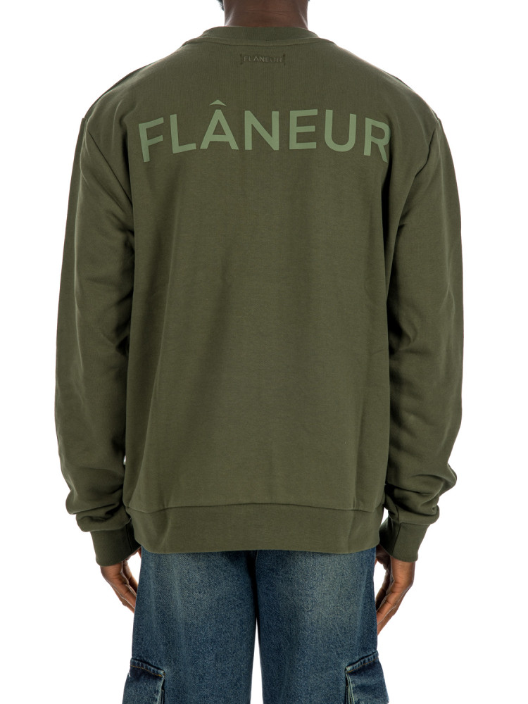 Flaneur Homme tonal logo sweat Flaneur Homme  TONAL LOGO SWEATgroen - www.credomen.com - Credomen