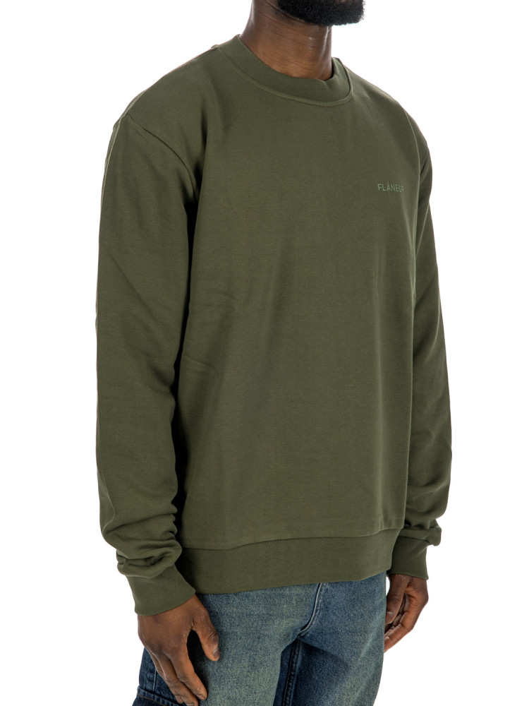 Flaneur Homme tonal logo sweat Flaneur Homme  TONAL LOGO SWEATgroen - www.credomen.com - Credomen