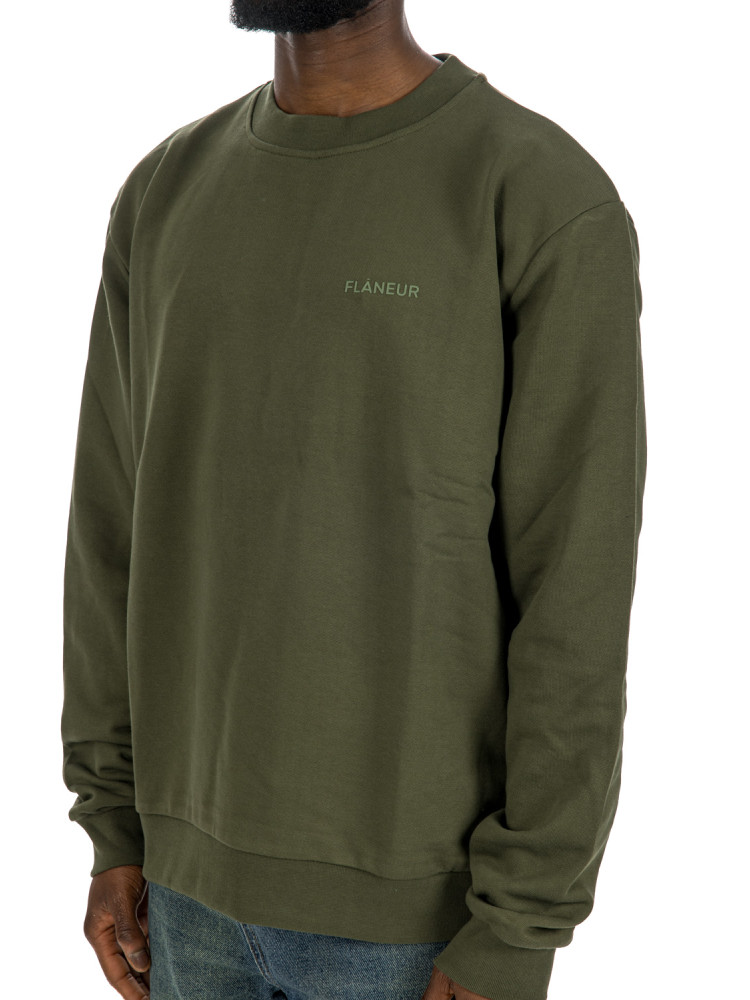 Flaneur Homme tonal logo sweat Flaneur Homme  TONAL LOGO SWEATgroen - www.credomen.com - Credomen