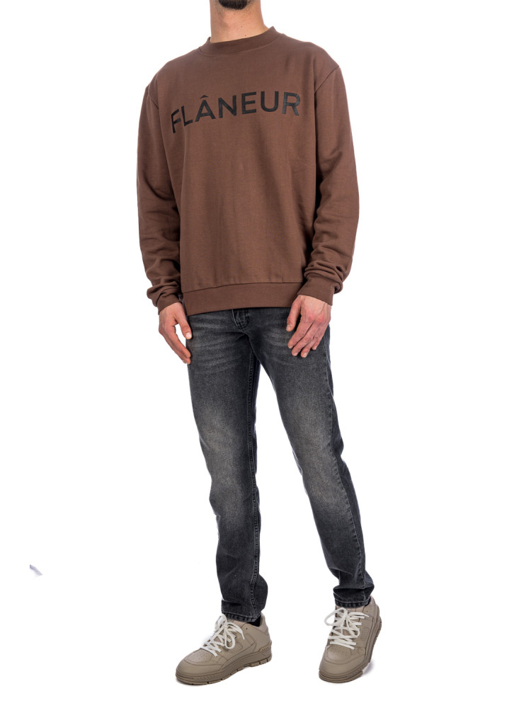 Flaneur Homme print logo sweat Flaneur Homme  PRINT LOGO SWEATbruin - www.credomen.com - Credomen