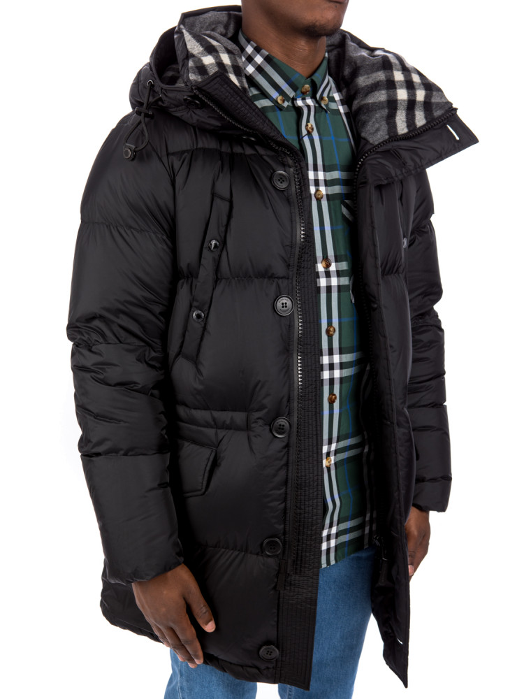 burberry logo detail hooded puffer coat