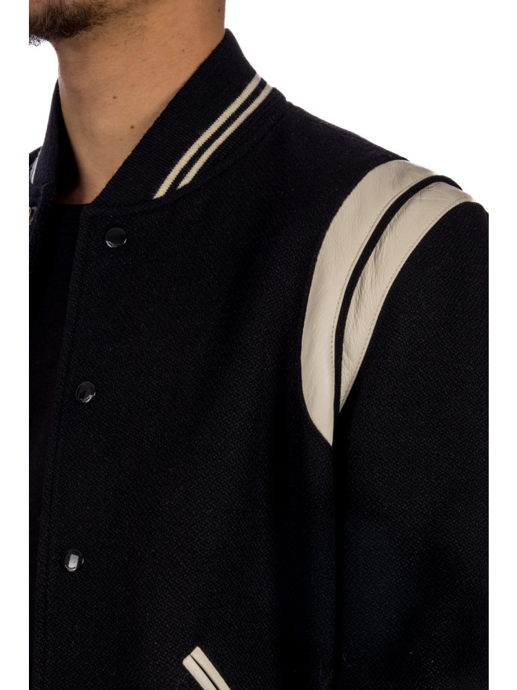 Buy SAINT LAURENT Black Teddy Jacket in Wool for MEN in Bahrain