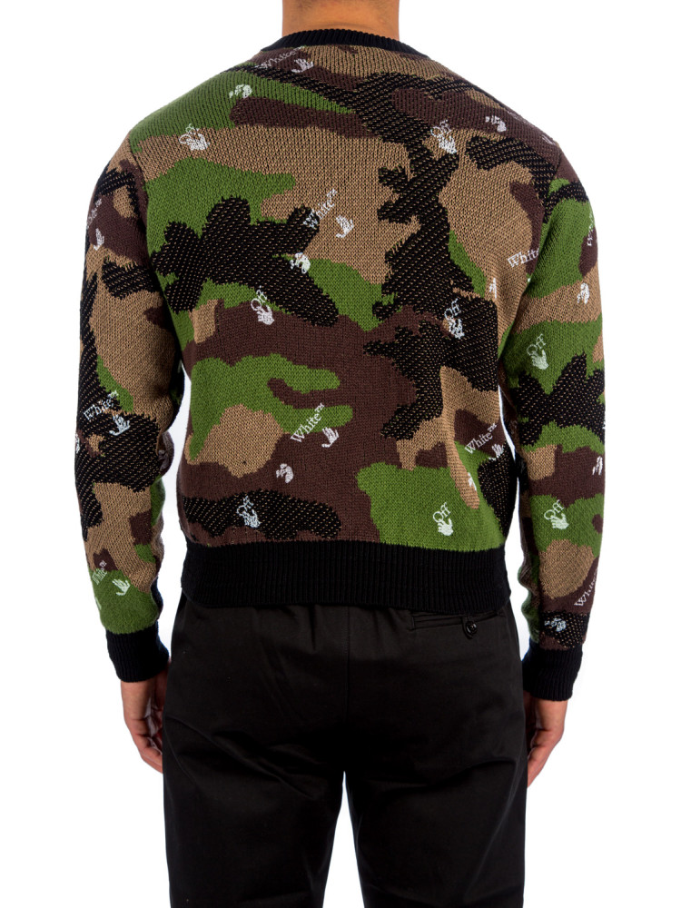 Off White Logo Camo Knit Crwnk | Credomen