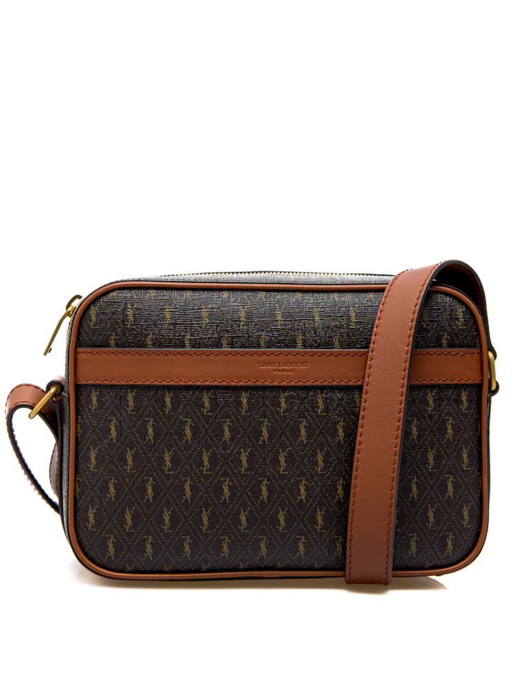 Saint Laurent Le Monogramme Canvas And Leather Camera Bag in Brown